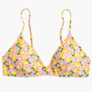 J.Crew French Cross-Back Bikini Top in Lemon Print